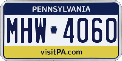 PA license plate MHW4060