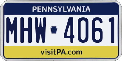 PA license plate MHW4061