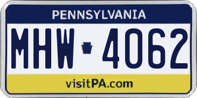 PA license plate MHW4062
