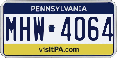 PA license plate MHW4064