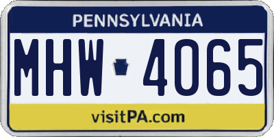 PA license plate MHW4065