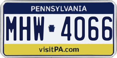 PA license plate MHW4066