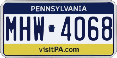 PA license plate MHW4068