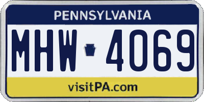 PA license plate MHW4069