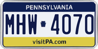 PA license plate MHW4070
