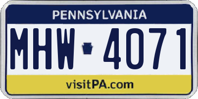 PA license plate MHW4071