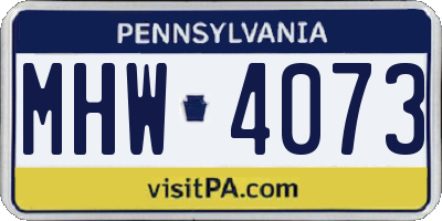 PA license plate MHW4073