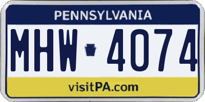 PA license plate MHW4074