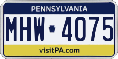 PA license plate MHW4075