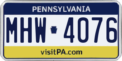 PA license plate MHW4076