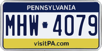 PA license plate MHW4079