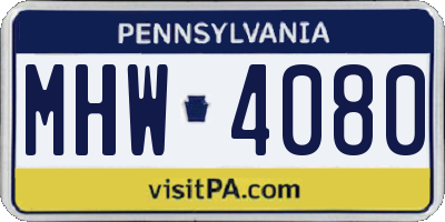 PA license plate MHW4080