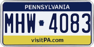 PA license plate MHW4083