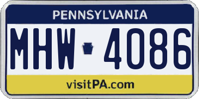 PA license plate MHW4086