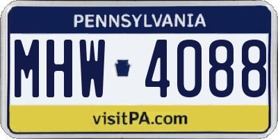 PA license plate MHW4088