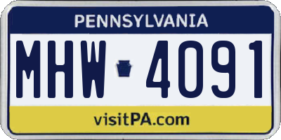 PA license plate MHW4091