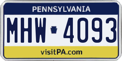PA license plate MHW4093