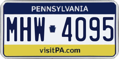 PA license plate MHW4095