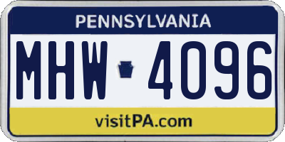 PA license plate MHW4096