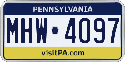 PA license plate MHW4097
