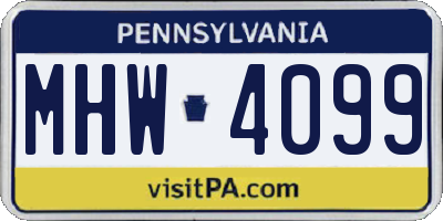 PA license plate MHW4099