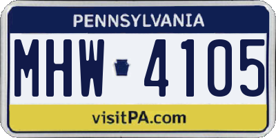 PA license plate MHW4105