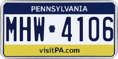 PA license plate MHW4106
