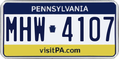 PA license plate MHW4107