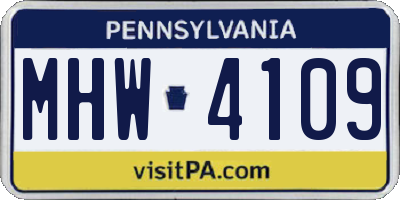 PA license plate MHW4109