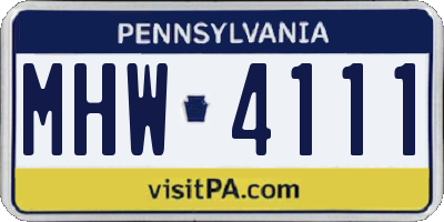 PA license plate MHW4111