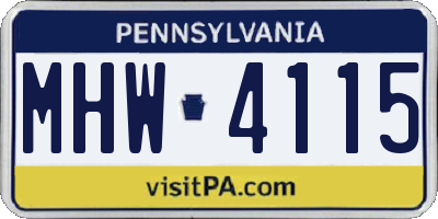 PA license plate MHW4115