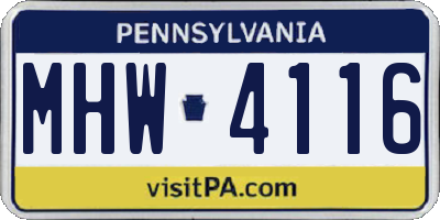 PA license plate MHW4116