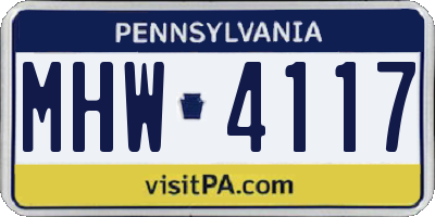PA license plate MHW4117