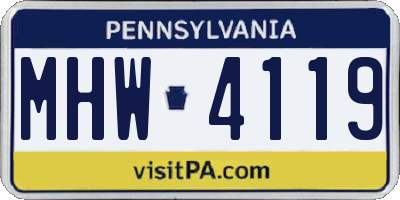 PA license plate MHW4119