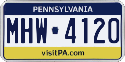 PA license plate MHW4120