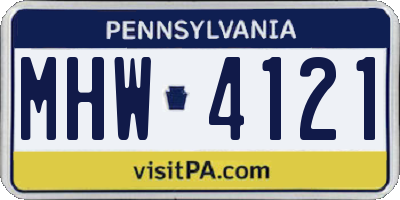 PA license plate MHW4121