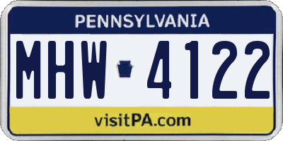 PA license plate MHW4122