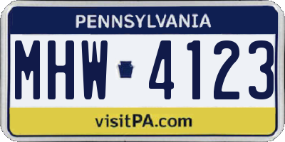 PA license plate MHW4123