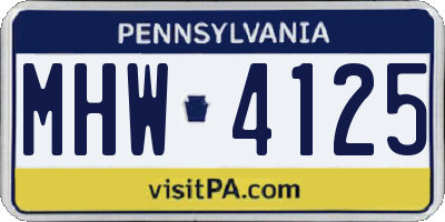 PA license plate MHW4125