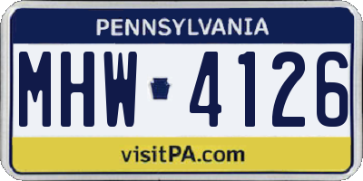 PA license plate MHW4126