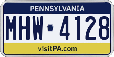 PA license plate MHW4128