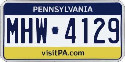 PA license plate MHW4129