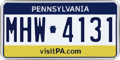 PA license plate MHW4131