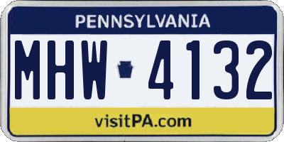 PA license plate MHW4132