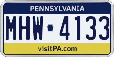 PA license plate MHW4133