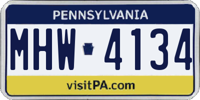 PA license plate MHW4134