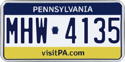 PA license plate MHW4135