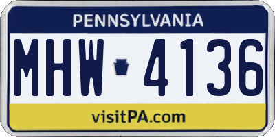 PA license plate MHW4136
