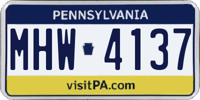 PA license plate MHW4137