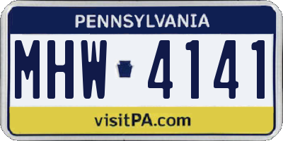PA license plate MHW4141
